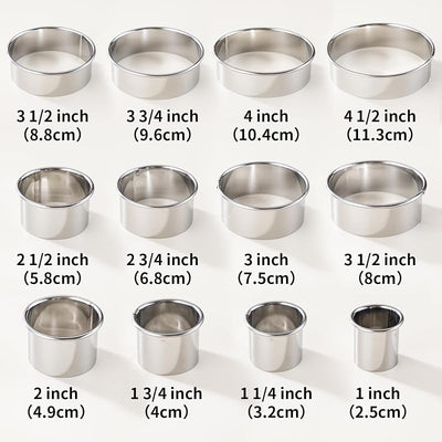 Juego 12 Cortadores Galletas Acero Inox 1/2/3/4/5pulg con Caja