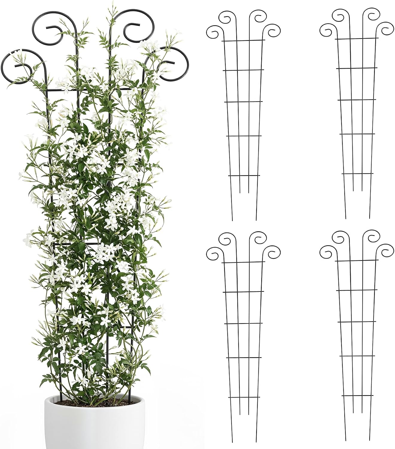 4 Enrejados Metal 56pulg para Plantas Trepadoras Interior Exterior