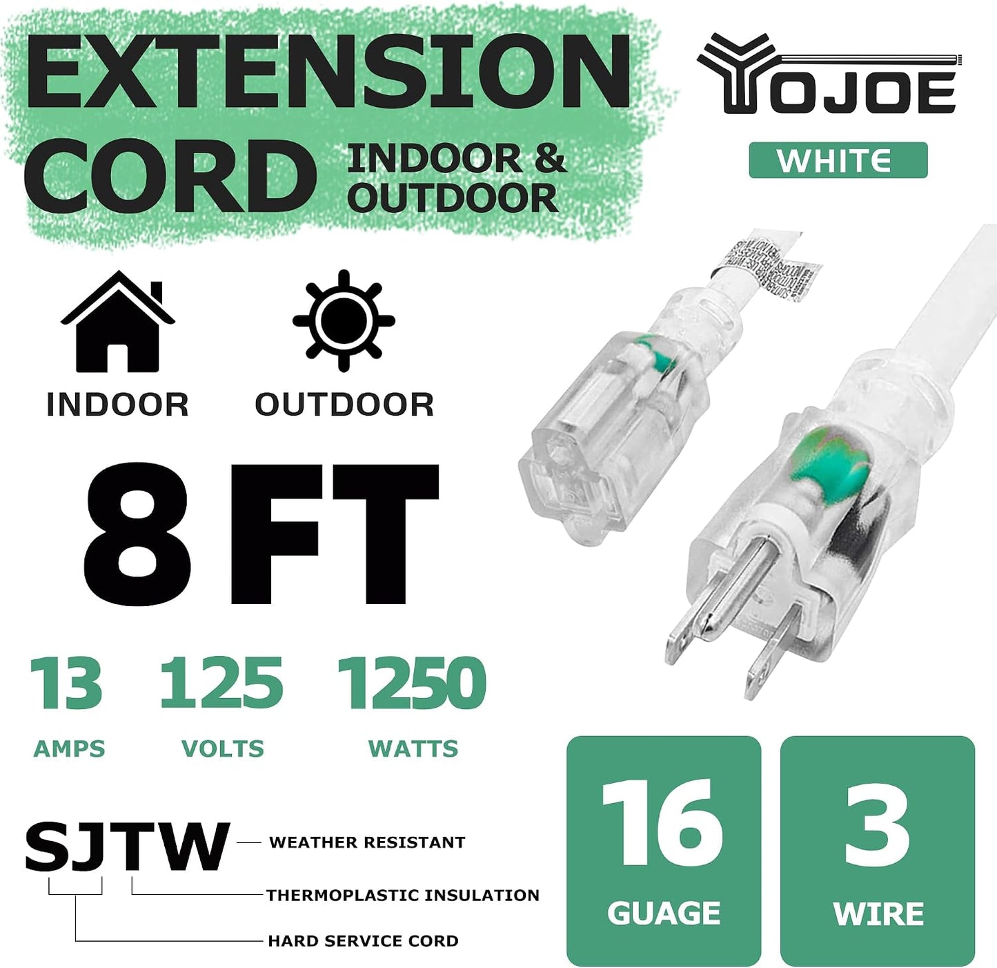 Cable extensión 13A 16 clavijas 3 extremo iluminado