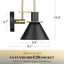 2 Pzas Aplique Pared Negro 1 Luz para Baño Dormitorio