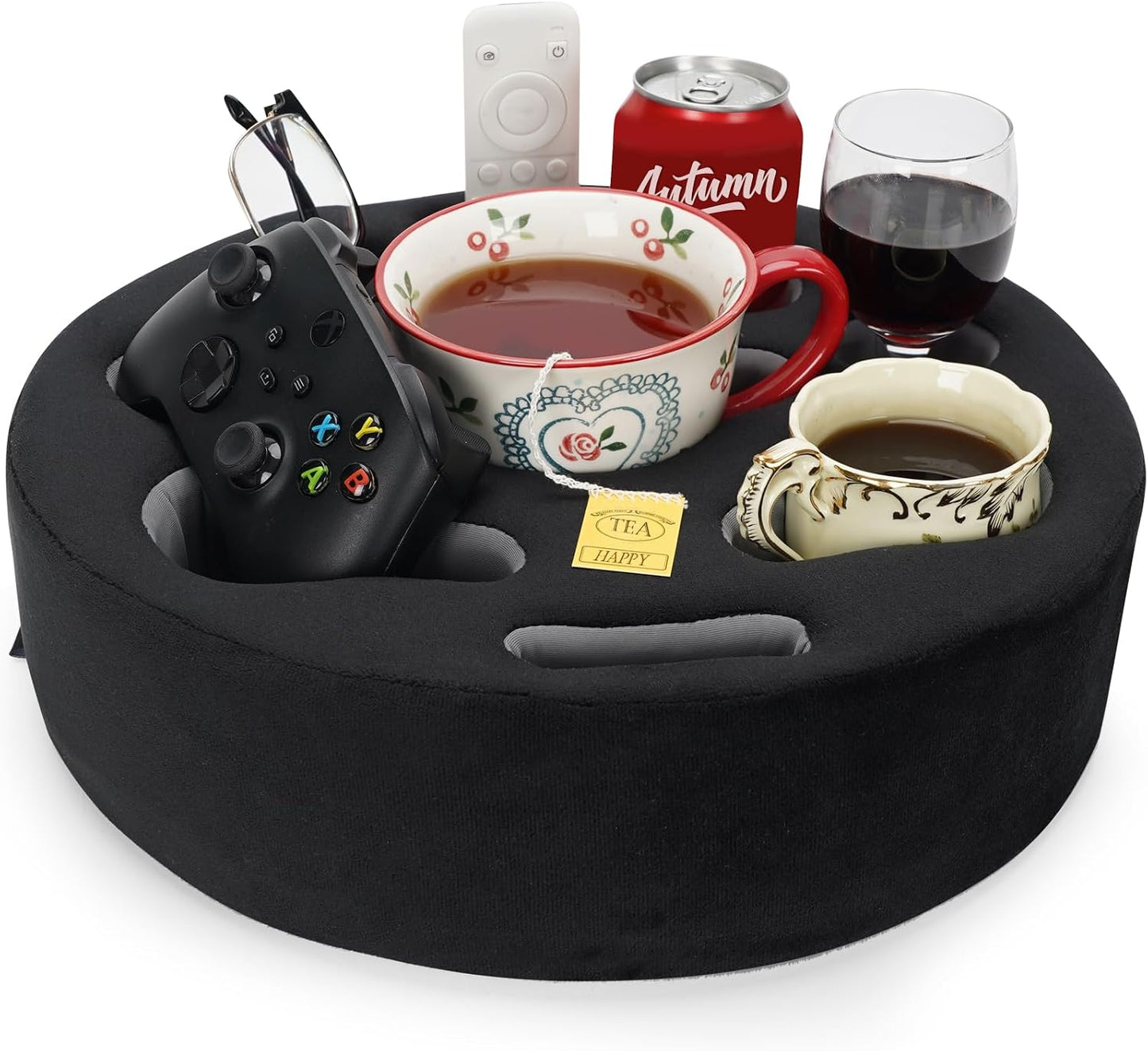 Almohada portavasos para sofá con soporte bebidas snacks