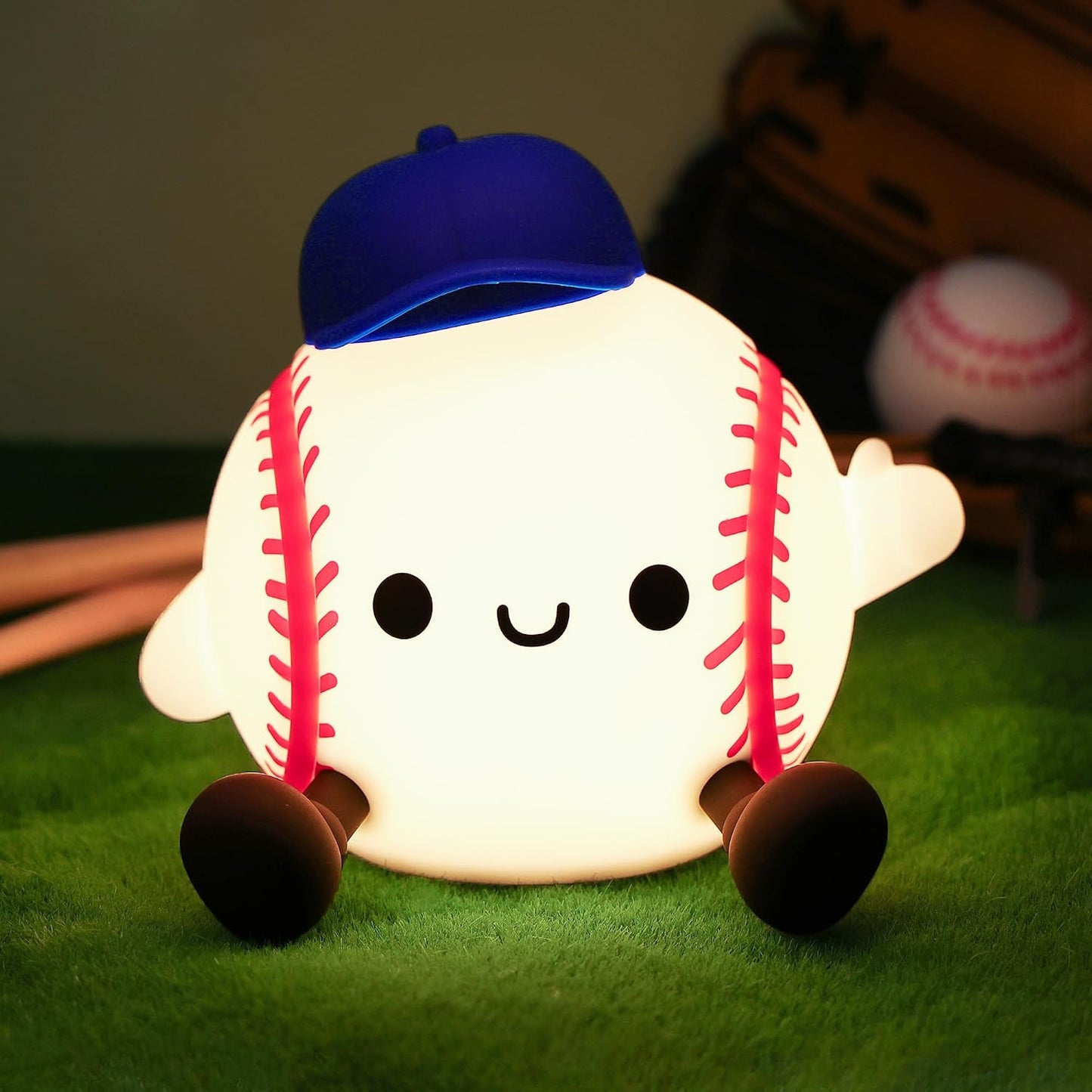 Luz nocturna de béisbol para bebé recargable táctil