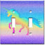 Placa decorativa interruptor unicornio purpurina arcoíris metal