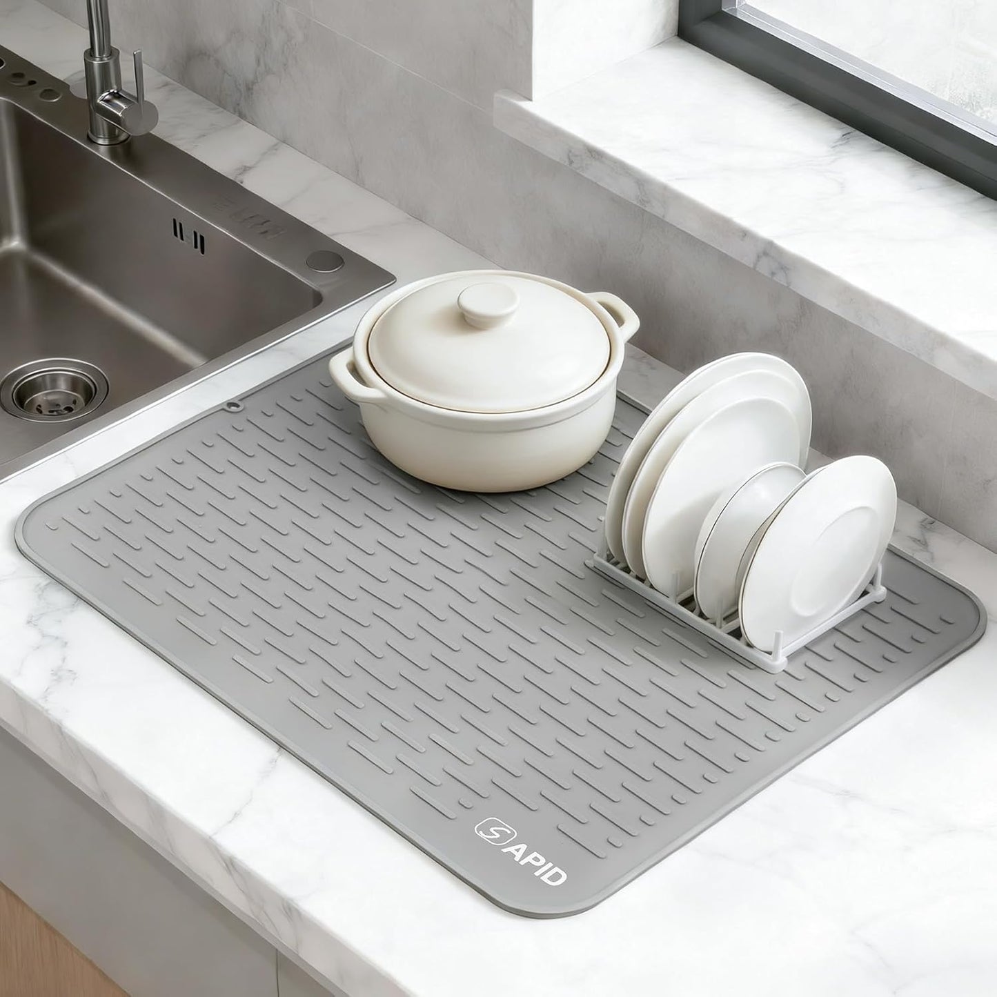Tapete silicona escurridor platos 21x18pulg resistente calor cocina