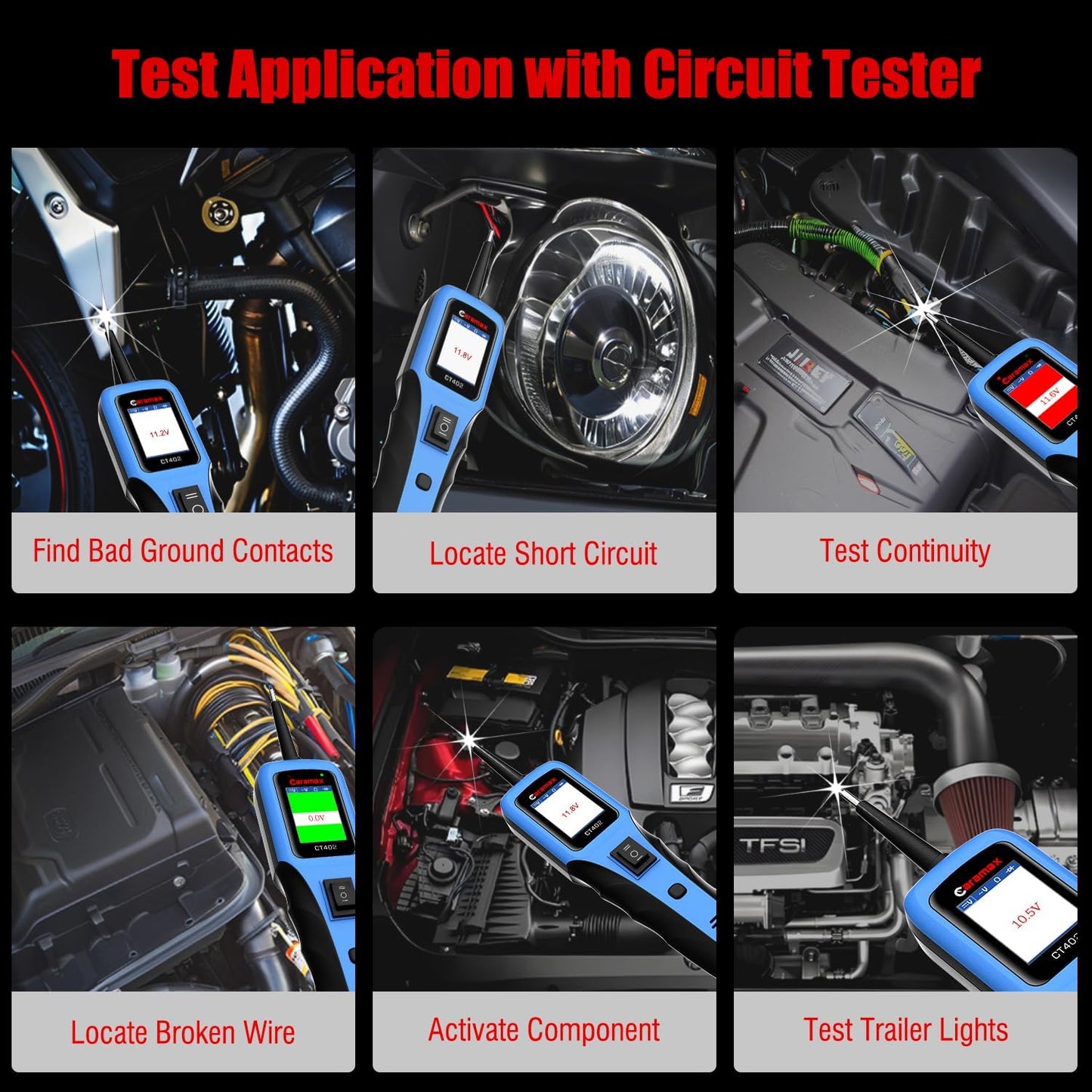 Probador circuito potencia 12-24V sin perforar 40pies
