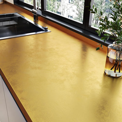 Papel tapiz cocina dorado metálico texturizado impermeable