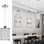 3 Lámparas Colgantes Cristal Iluminación Isla Cocina Cromada