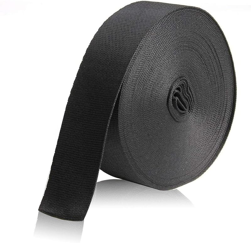Correa nylon negro 1pulg 10yardas para bolsas hamacas diy