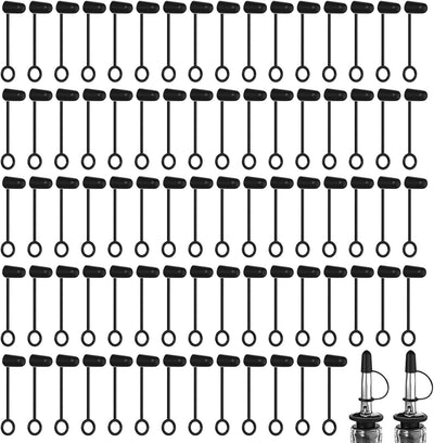 Paquete de 80 tapas de silicona para verter licor con bucle, ajuste universal para botellas de vino y aceite