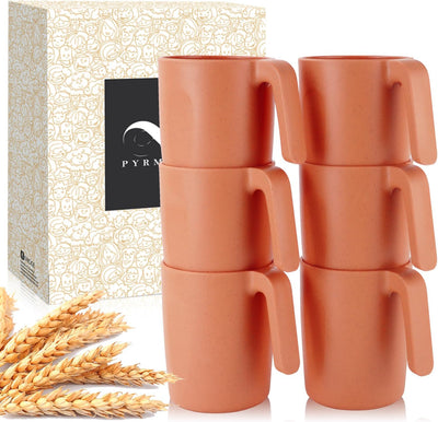 6 Pzas Vasos Plástico Reutilizables 16oz con Asas Sin BPA