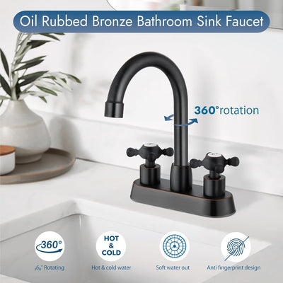 Grifo baño doble mango cruzado estilo vintage 4pulg