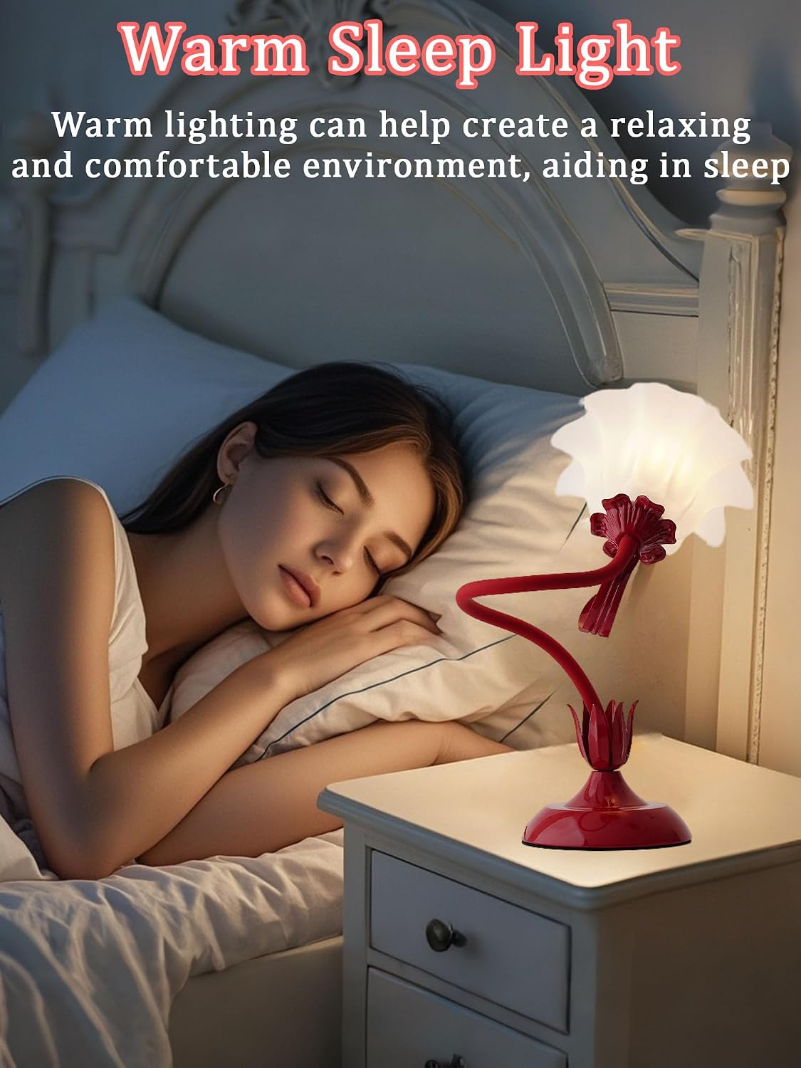 Lámpara Mesa Flor LED 3 Modos Color Kawaii Dormitorio
