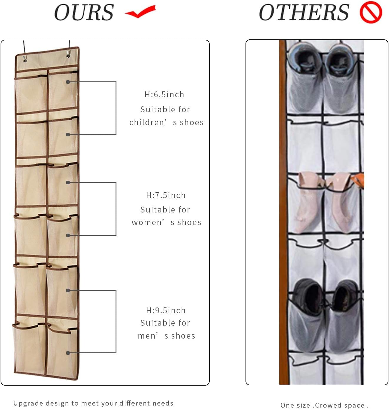 Organiz. zapatos puerta colgante 12 bolsillos malla