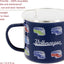 Taza grande esmaltada para café y té al aire libre T1 azul