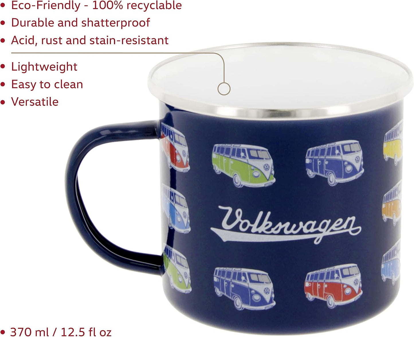 Taza grande esmaltada para café y té al aire libre T1 azul