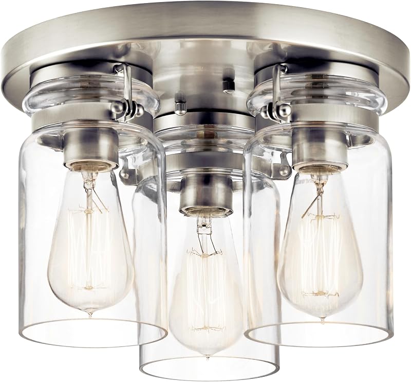 Luz empotrada 3 luces níquel cepillado cristal transparente