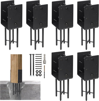 Soporte poste metal U 6x6 pulg para valla madera barandilla