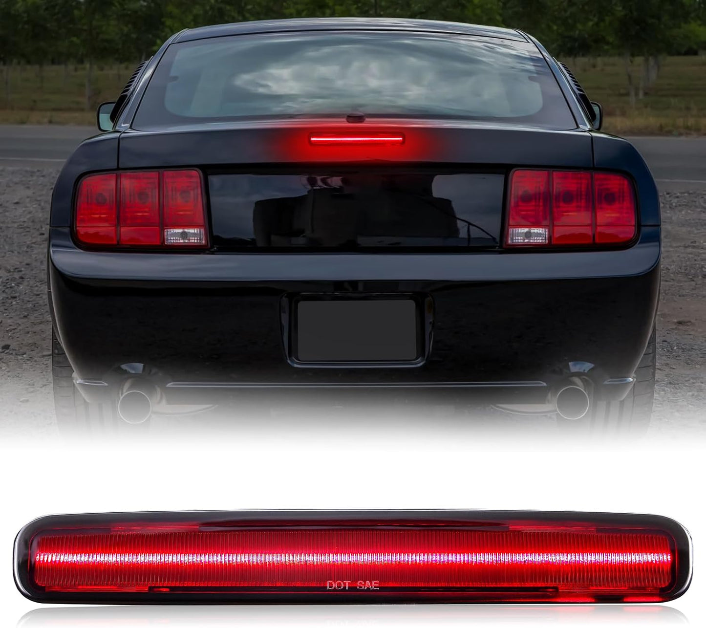 Luz freno LED tercera Mustang lente ahumado