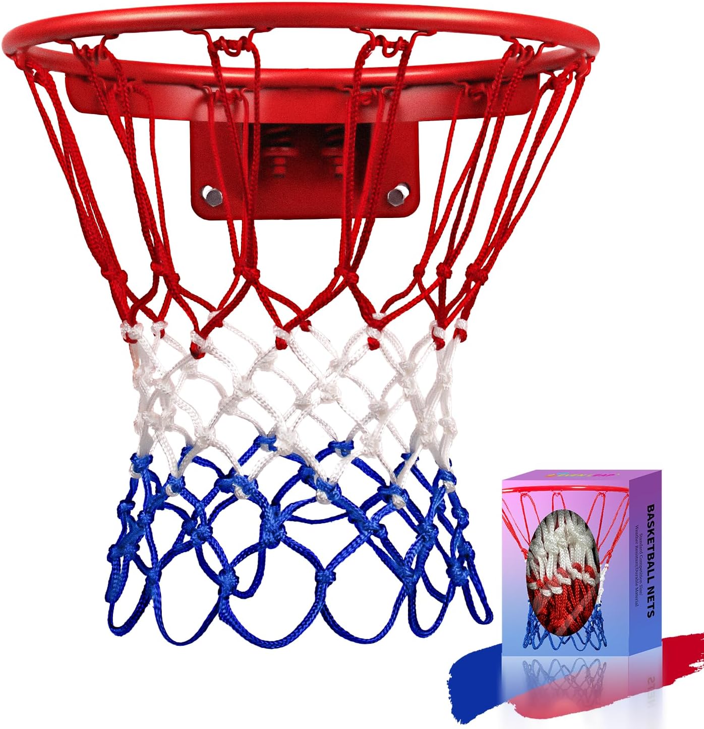 Red baloncesto resistente anti-látigo 12 bucles rojo/azul/ blanco