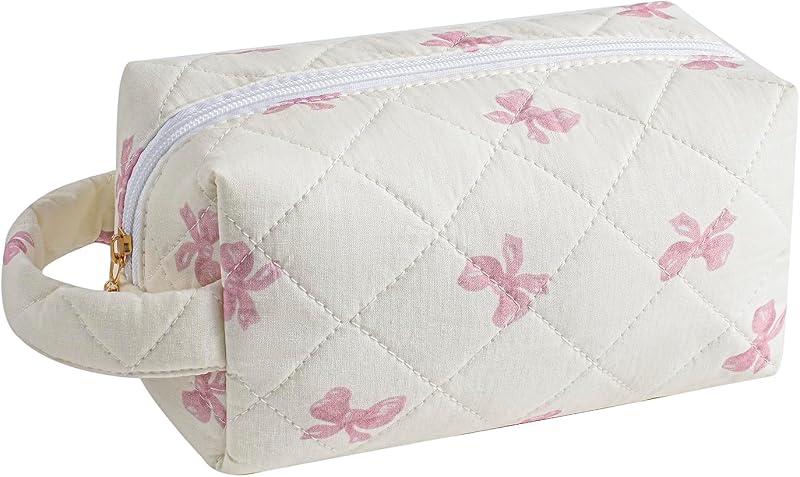 Bolsa cosmética viaje con cremallera y mango florales