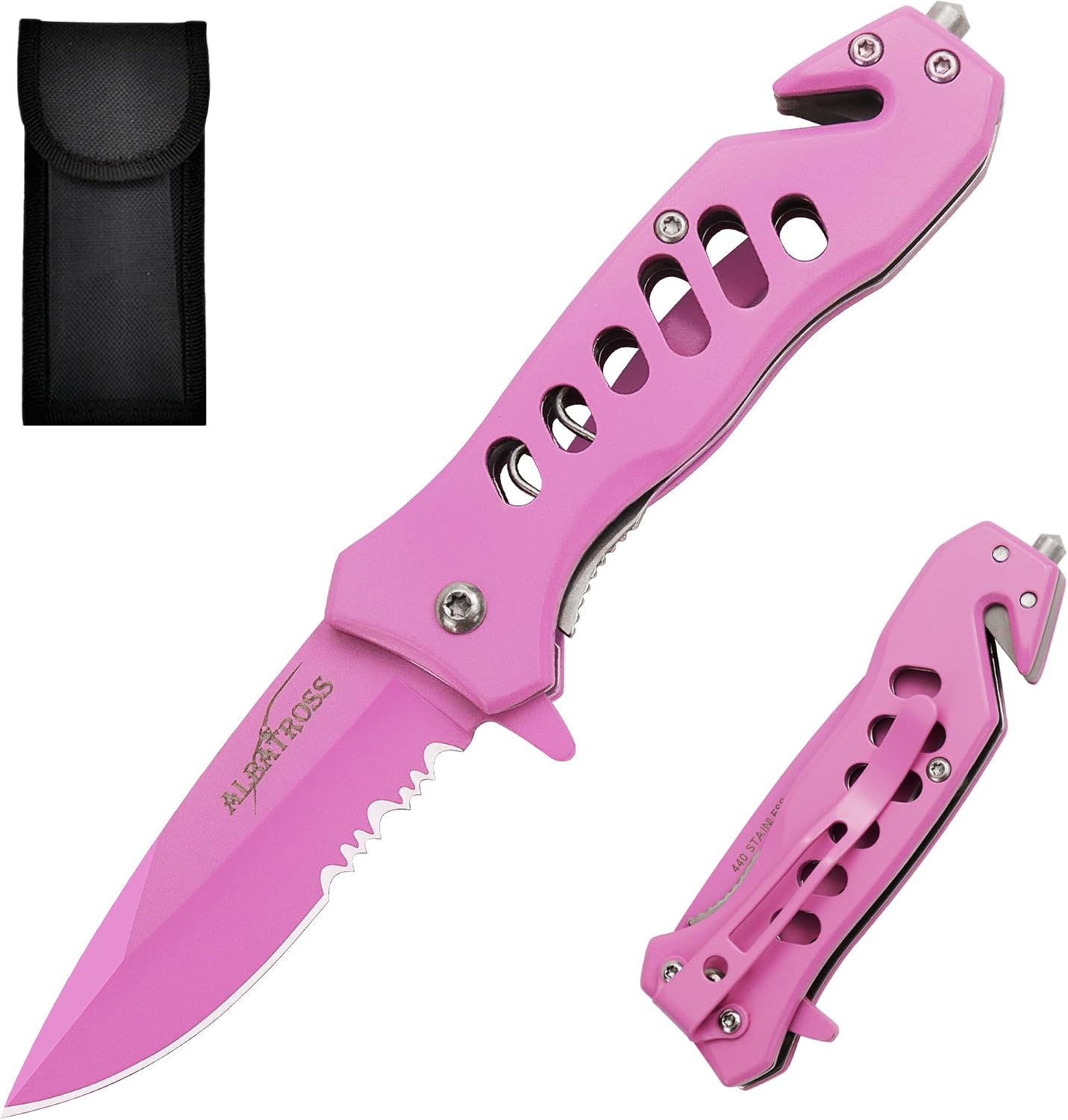 Cuchillo plegable multifuncional acero inox 440 con bloqueo