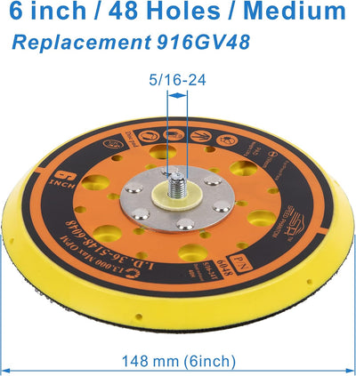 Almohadilla gancho bucle 6pulg 48agujeros lijadora 13000RPM pack 1