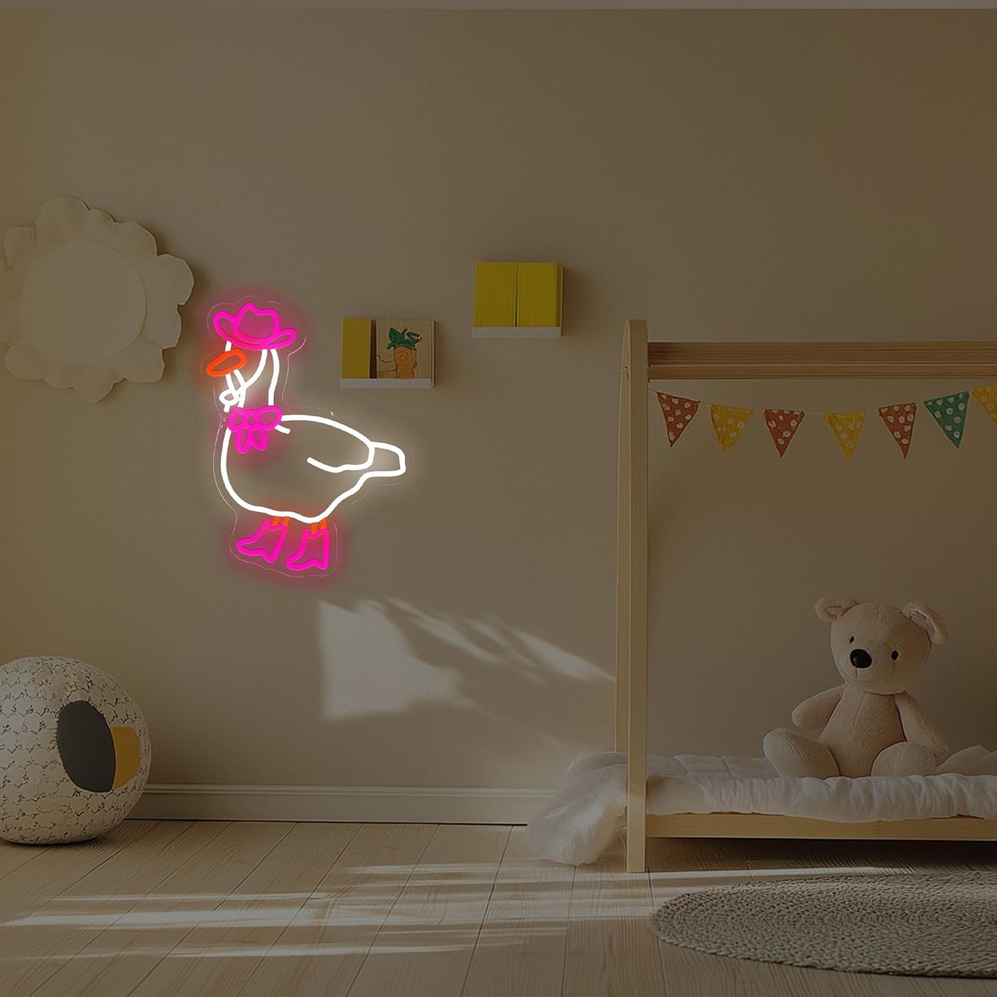 Señal neón ganso rosa LED USB dormitorio fiesta