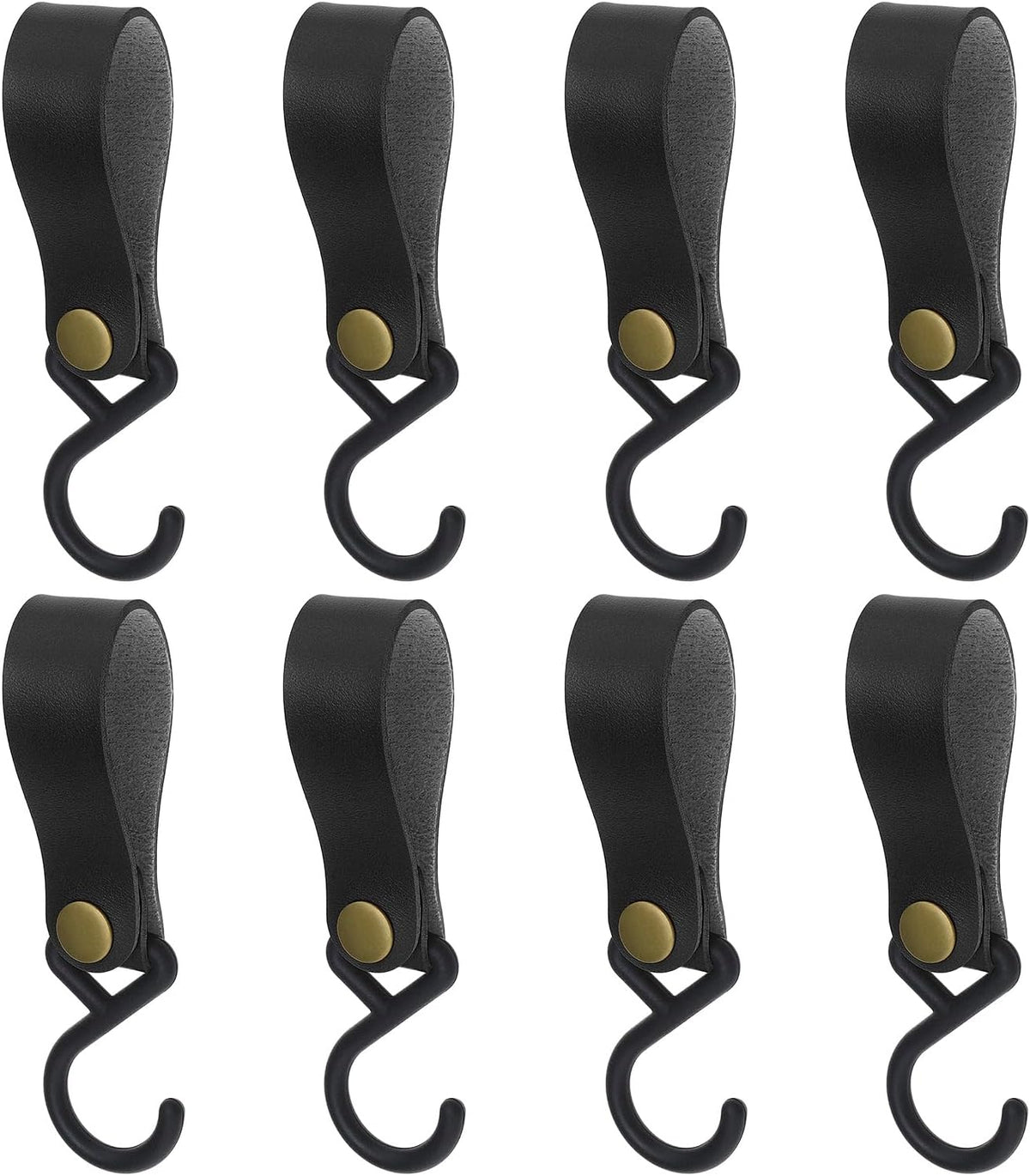 8 Ganchos Plástico Forma S para Acampar Ollas Sartenes Negro