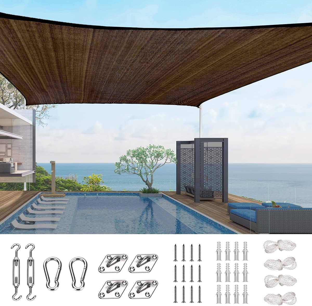 Toldo polietileno 185G 98% UV 20x16pies marrón