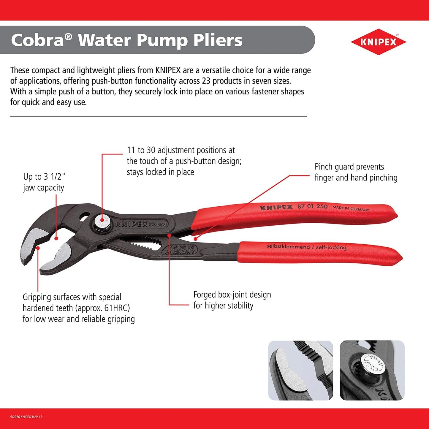 Alicates para bomba de agua Knipex 87 01 300 SBA