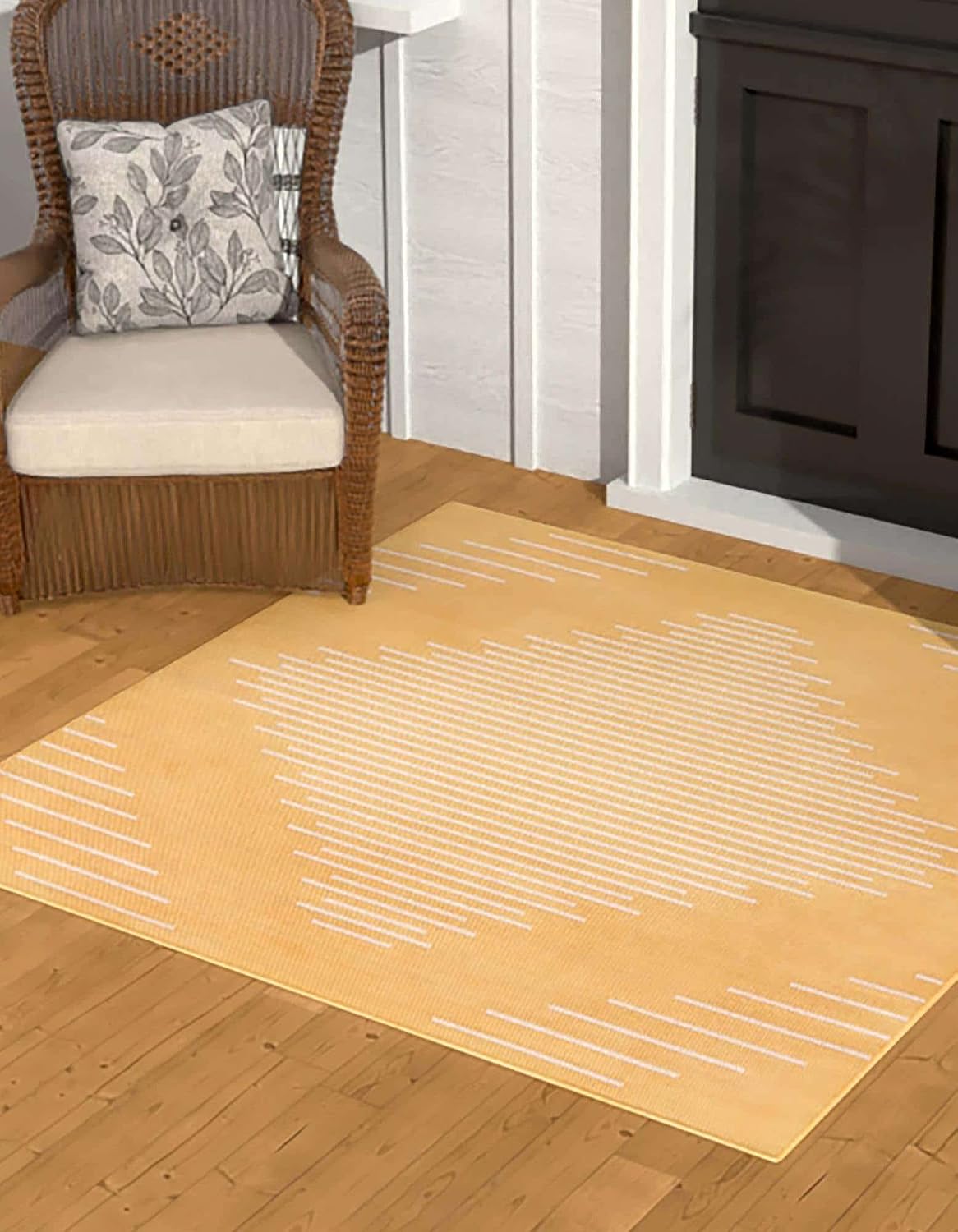 Alfombra exterior cuadrada 5x3ft amarillo/marfil