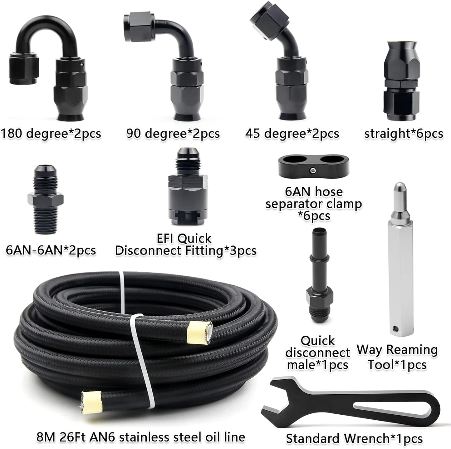 Kit manguera combustible PTFE 3/8 26pies para LS Swap