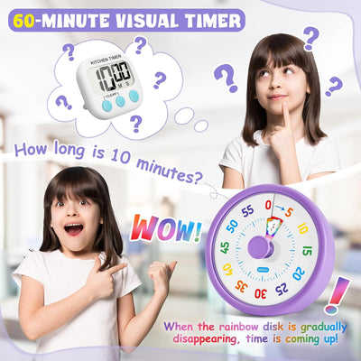 Temporizador visual para niños de 60 minutos con disco de arco iris