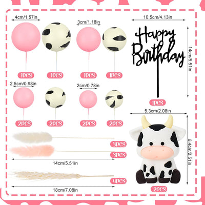 25 Decoraciones Vaca Rosa para Pastel Cumpleaños Baby Shower