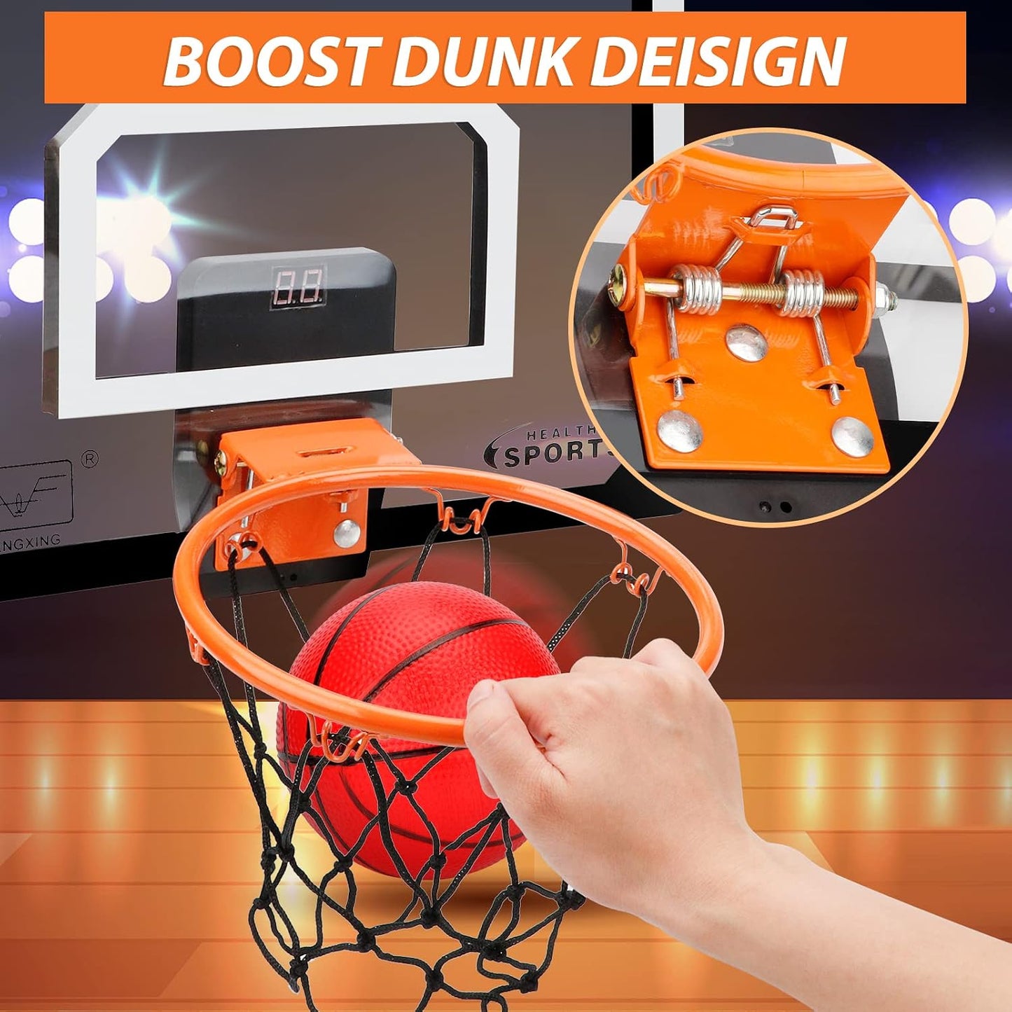 Aro baloncesto interior 9pulg con 3 gomas 6pulg