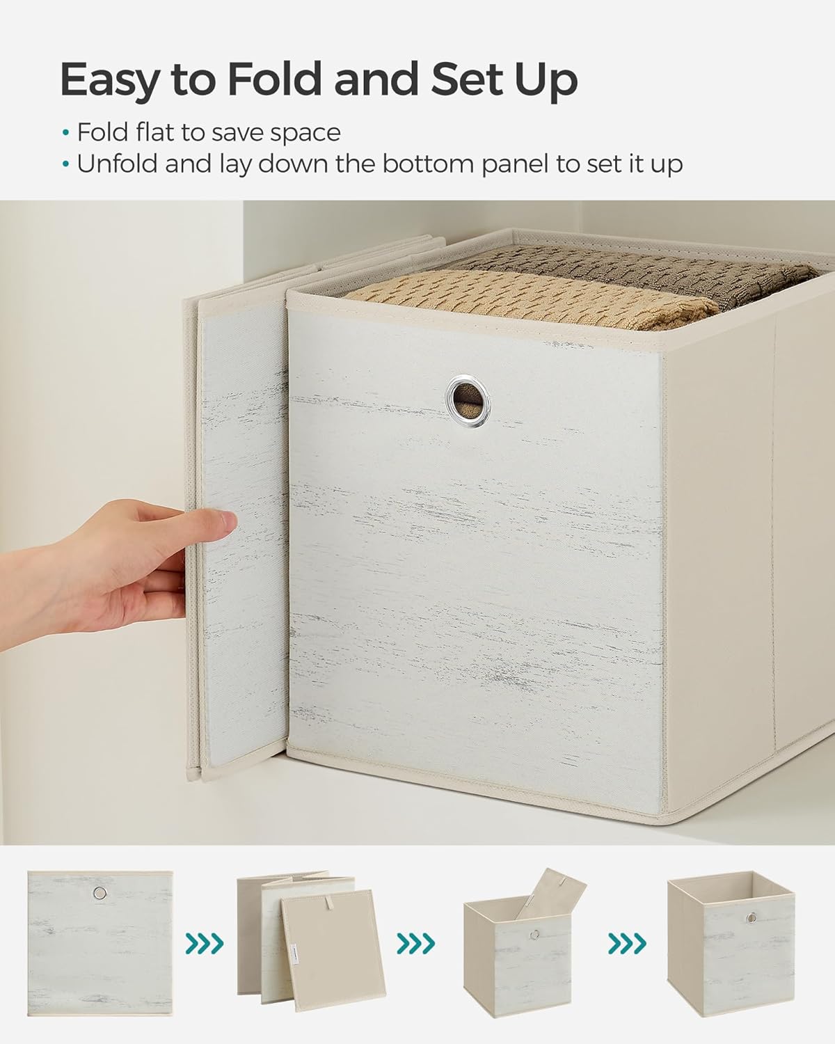 6 Cajas Almacenamiento Plegables Tela Oxford 10.2x10.2x11"