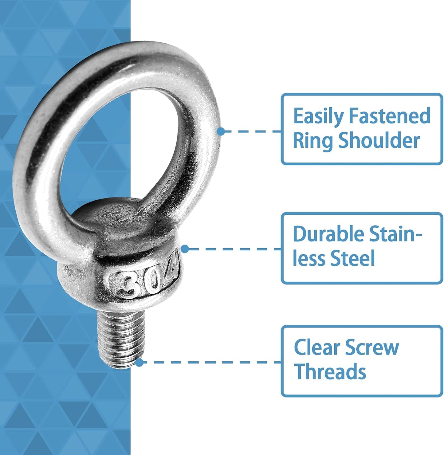 Perno de ojo M10 acero inox resistente