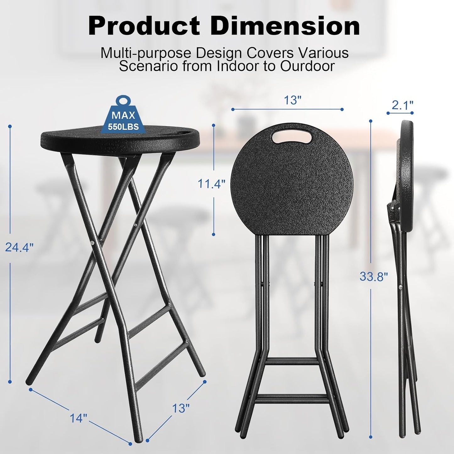 Taburetes plegables 24pulg para cocina hogar campamento