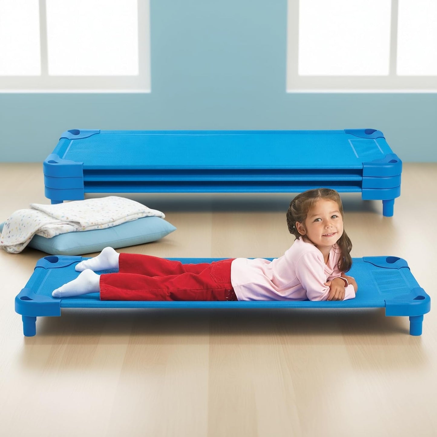 Set 4 cunas siesta niños guardería azul