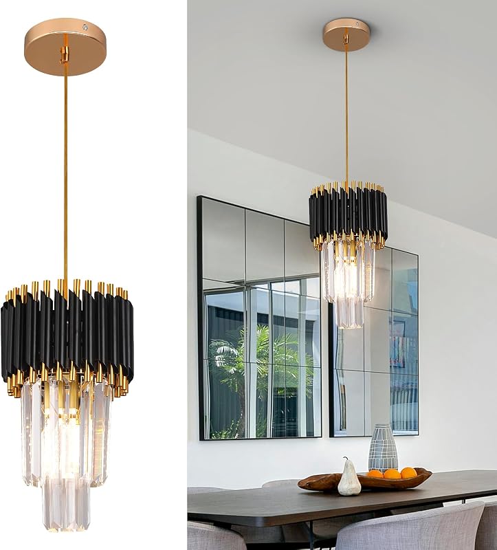 Araña luz colgante cristal dorado para cocina comedor sala