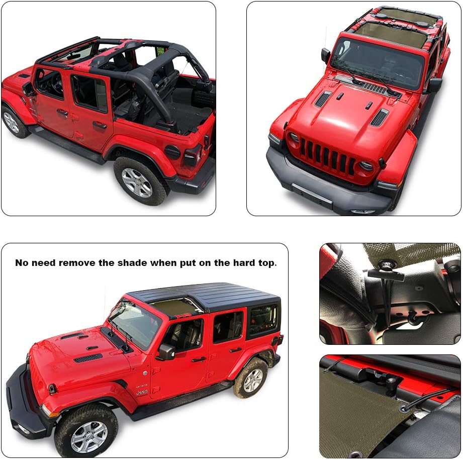 Parasol Jeep Wrangler JL 2018+ 4 puertas malla verde UV