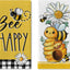 Juego de 2 paños de cocina con diseños de abejorros, abeja feliz, margarita y colmena