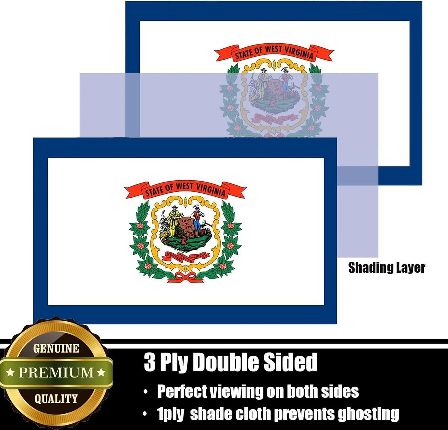 Bandera Virginia Occidental 3x5ft poliéster doble cara