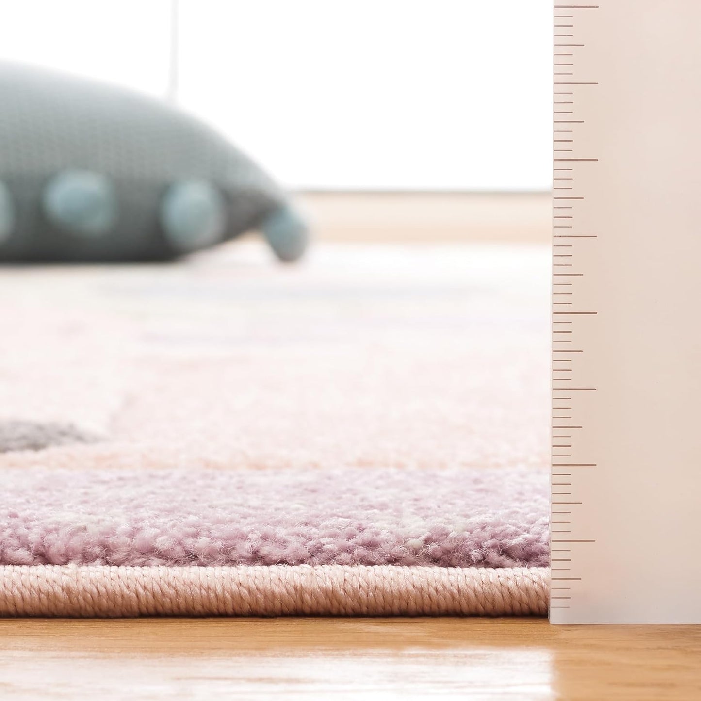 Alfombra redonda para niños diseño geométrico rosa suave