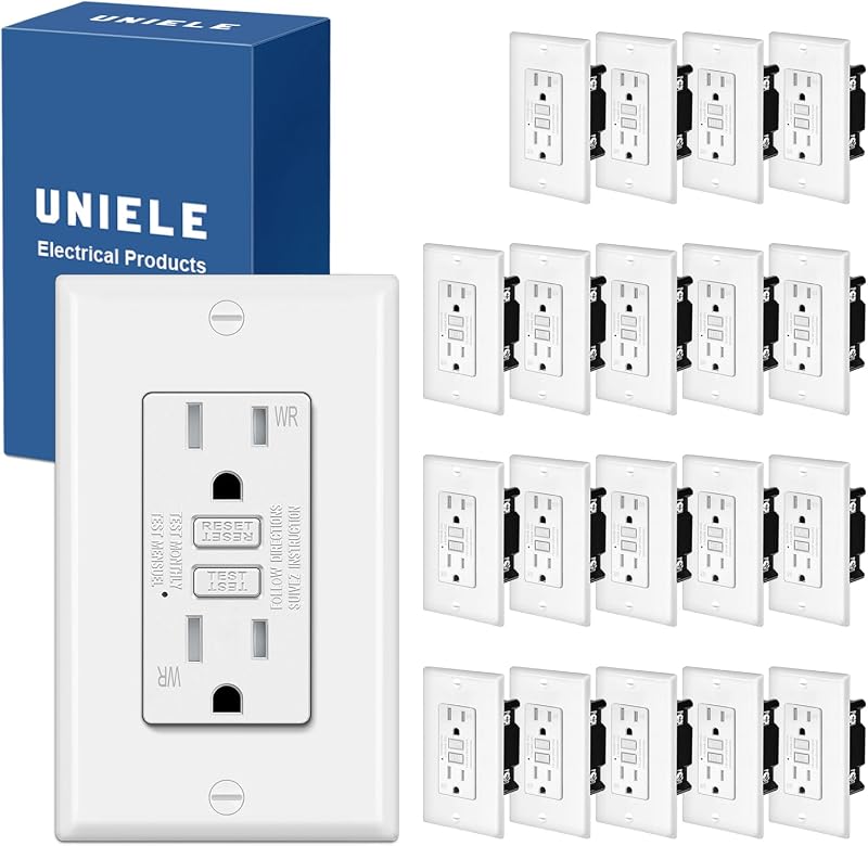 Salida GFCI 15A WR pack 20 placa pared blanca