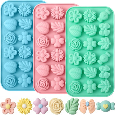 Moldes de silicona para dulces de flores, margaritas 3D y rosas con 18 cavidades