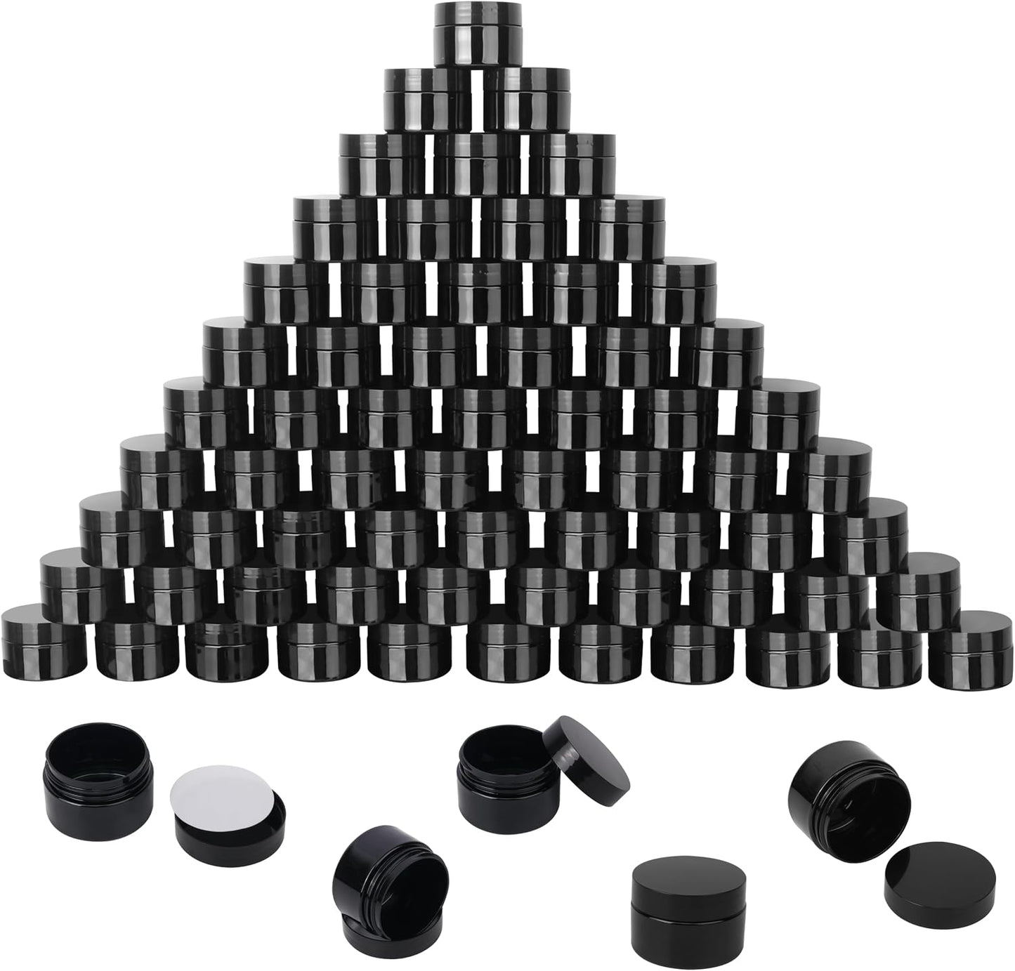 72 Pzas Tarros Plástico Negro 4oz con Tapas