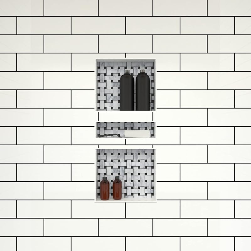 Estante ducha triple empotrado 34x16pulg negro