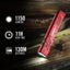 Linterna LED USB-C 1150 lúmenes modo memoria color rojo