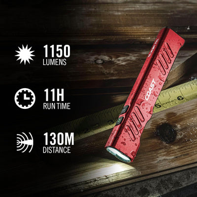 Linterna LED USB-C 1150 lúmenes modo memoria color rojo